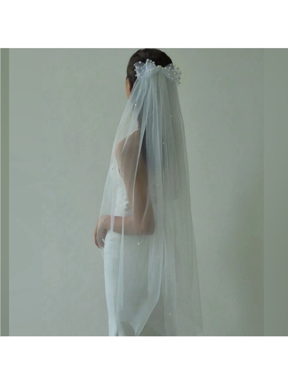 Stunning Wedding veil white bridal pearls bow elegant brand new ✨✨🔥🔥🔥 New